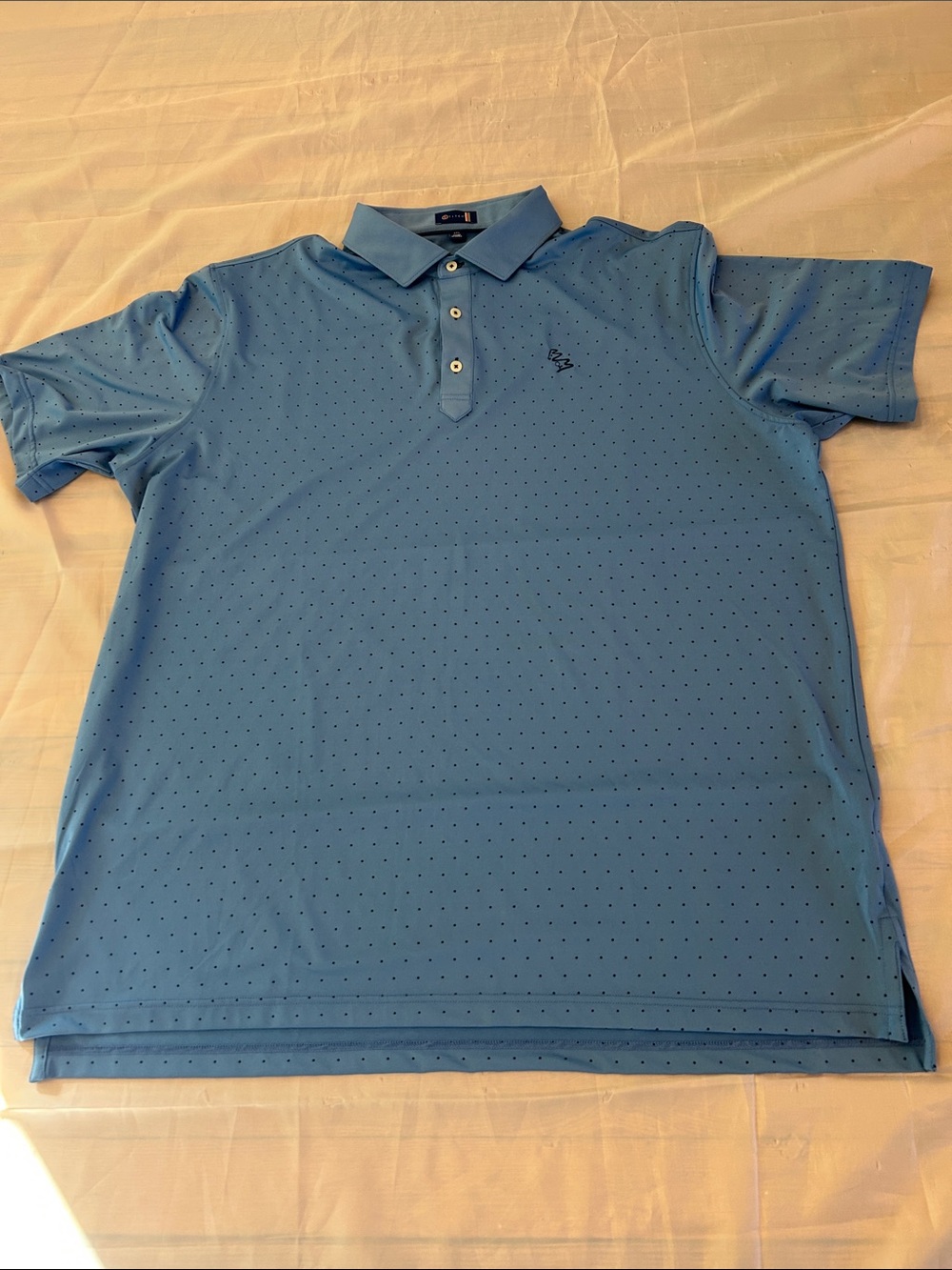 Sky Blue Short-Sleeve Polo with Micro Dot Detail